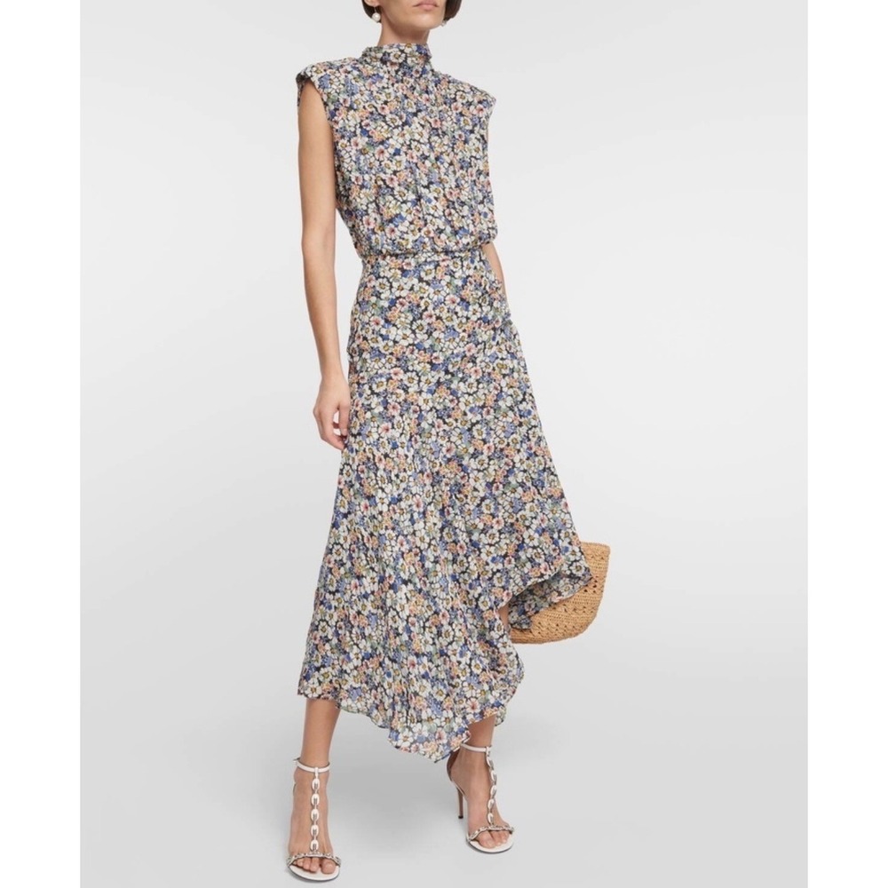 Veronica Beard Blue Floral Midi Dress